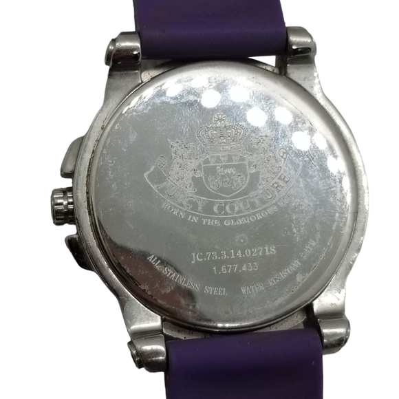 JUICY COUTURE PEDIGREE Y2K CRYSTAL FACE & PURPLE SILICONE BAND LADIES WATCH main image 8